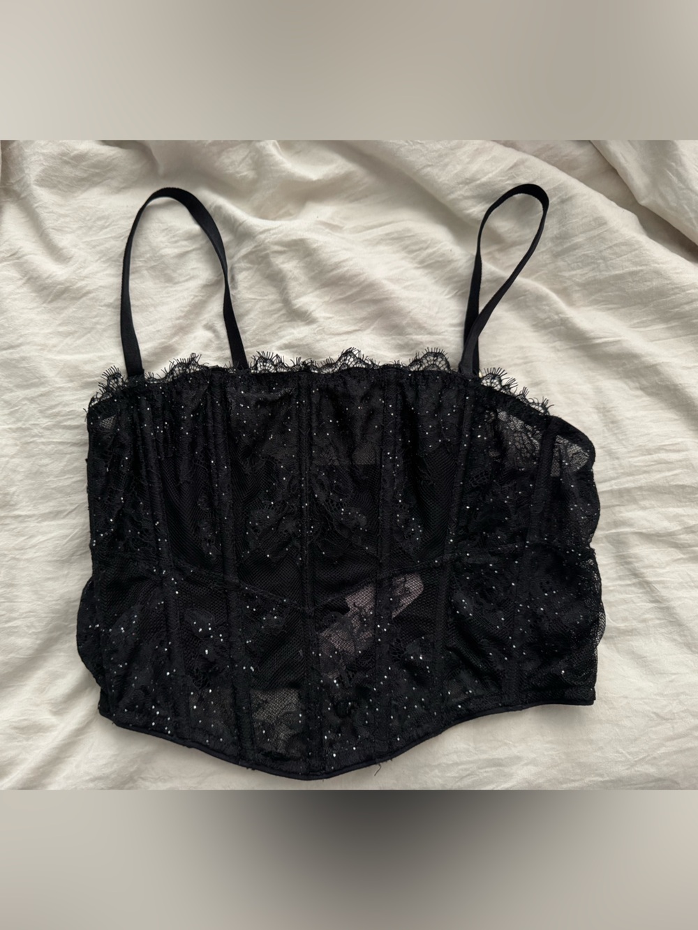 Black Lace Sparkle Camisole Top - Women Intimates